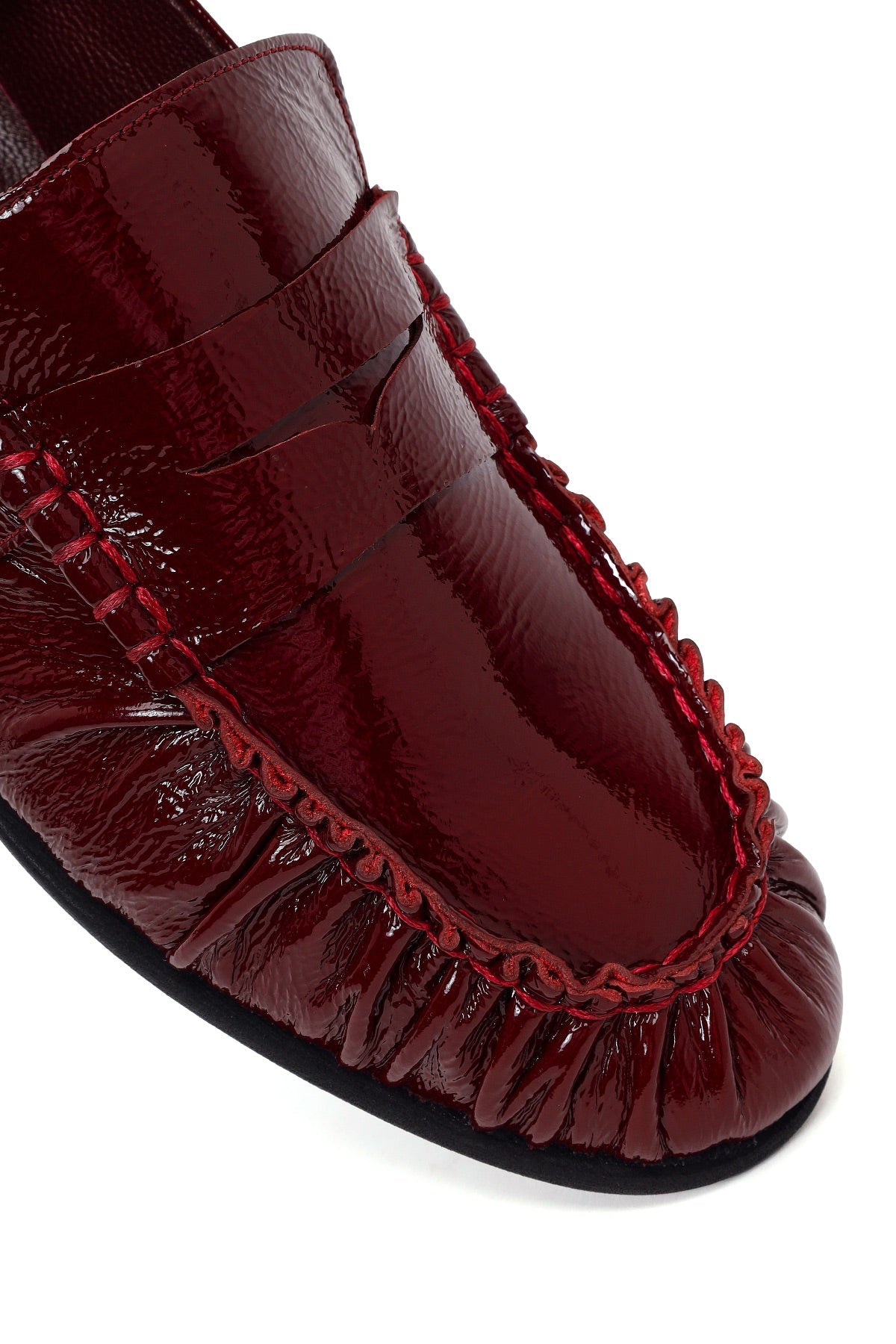 Kadın Bordo Deri Maskülen Loafer