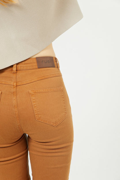 Tütün Yüksek Bel Düz Kesim Jean