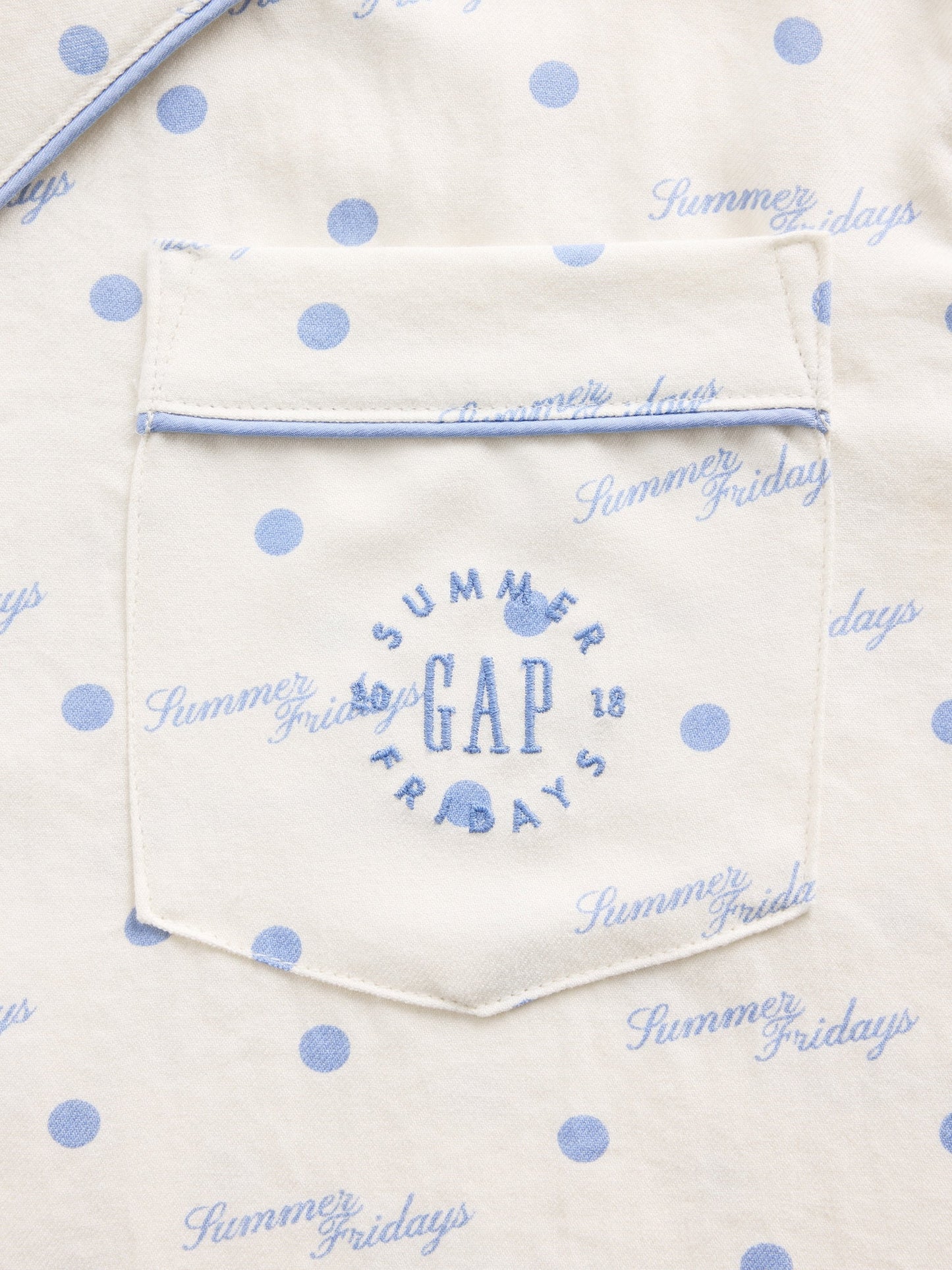 Kırık Beyaz Gap × Summer Fridays Relaxed Flannel Dotted Pijama Üstü