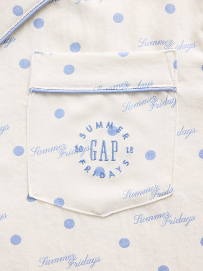 Kırık Beyaz Gap × Summer Fridays Relaxed Flannel Dotted Pijama Üstü