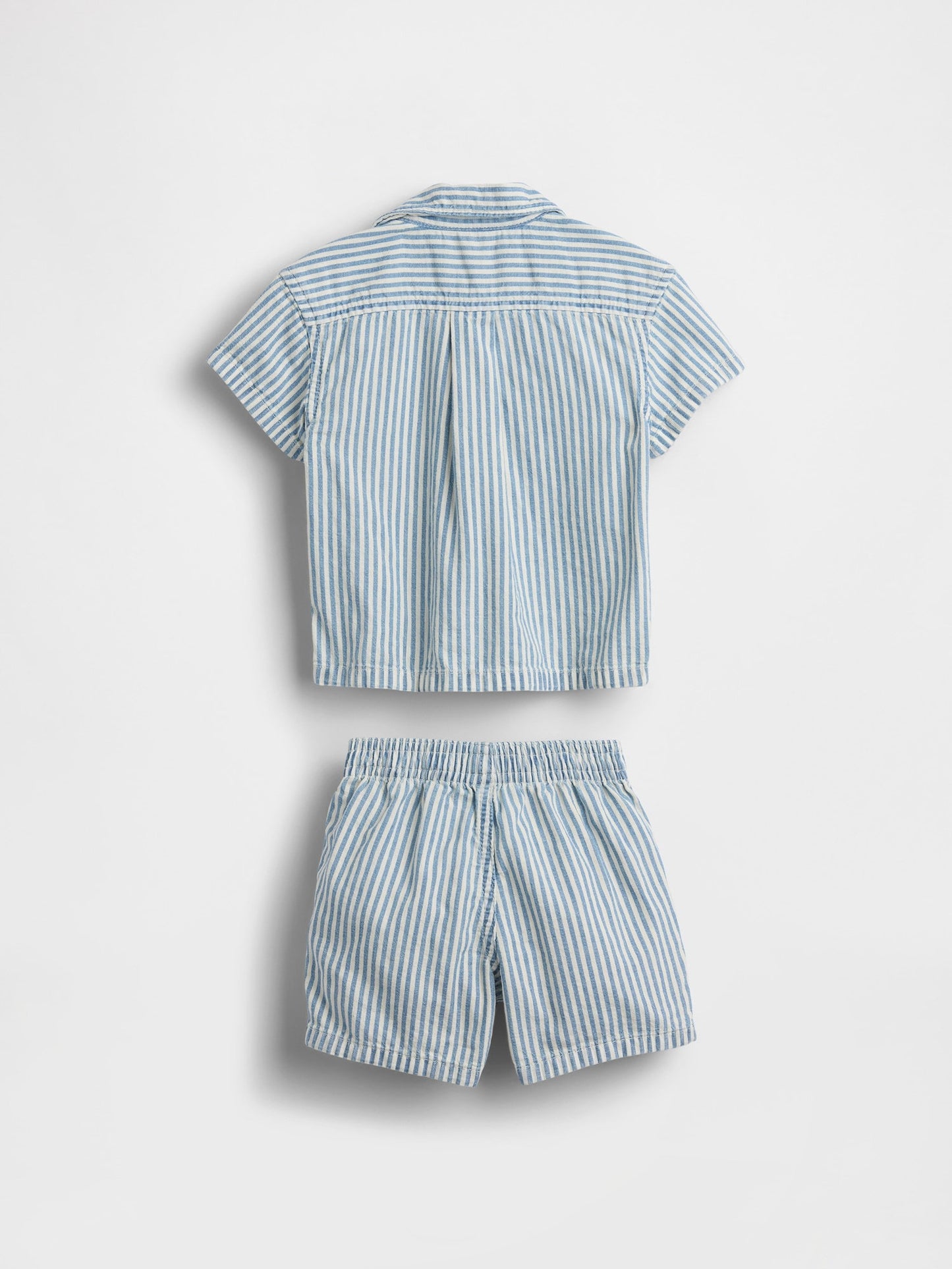 Mavi Denim Çizgili Outfit Set