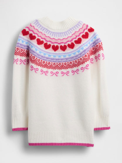 Kırık Beyaz Bebek & Küçük Çocuk Fair Isle Kazak Elbisesi