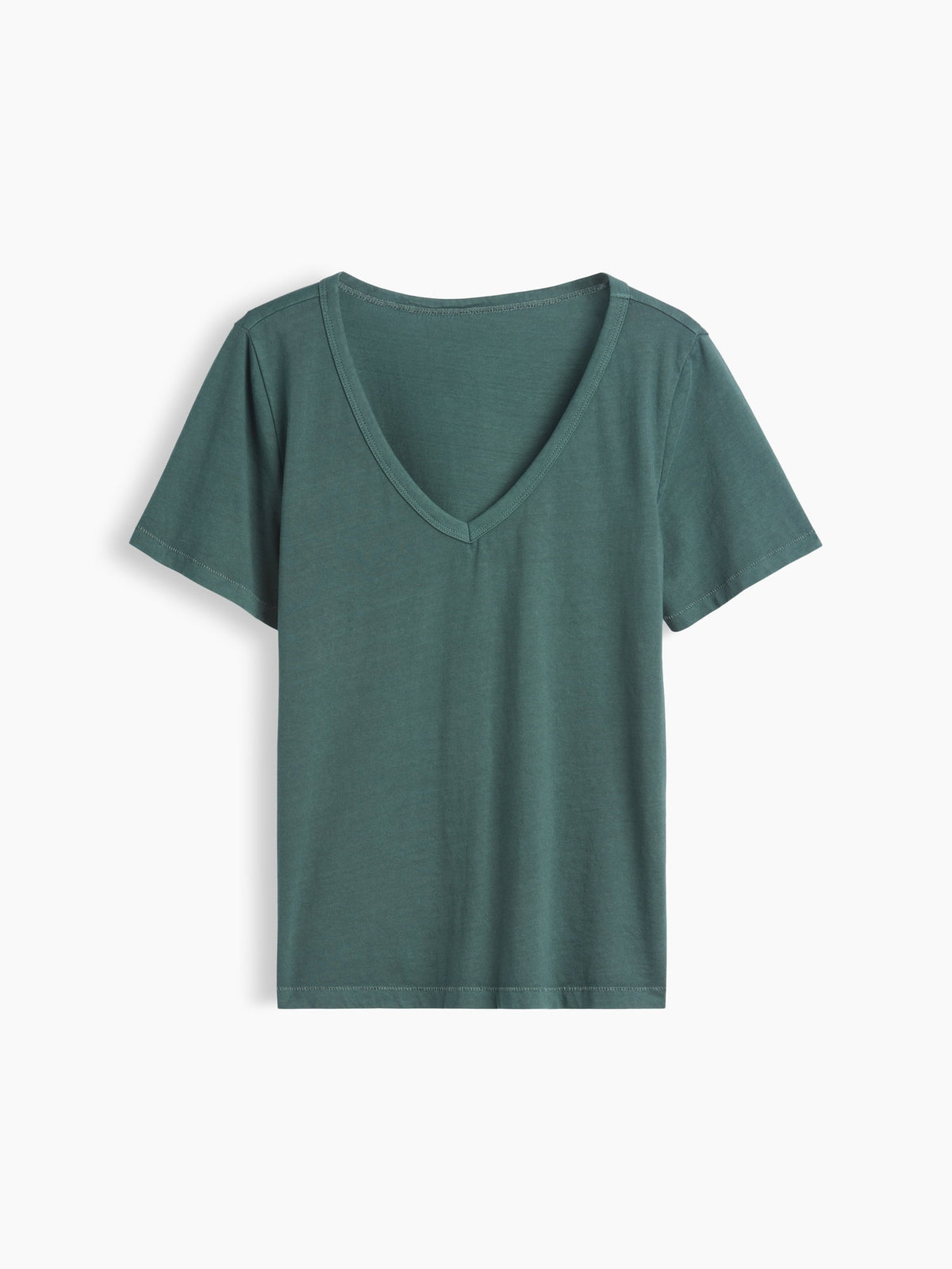 Koyu Yeşil Organik Pamuk Vintagesoft V-yaka T-shirt