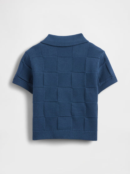 Koyu Mavi Kareli Polo T-shirt