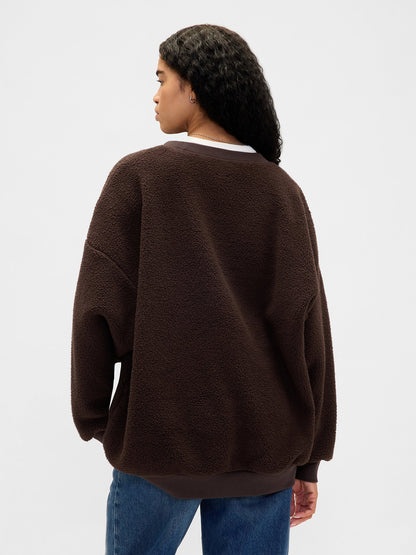 Koyu Kahverengi Sherpa Gap Logo Tunik Sweatshirt