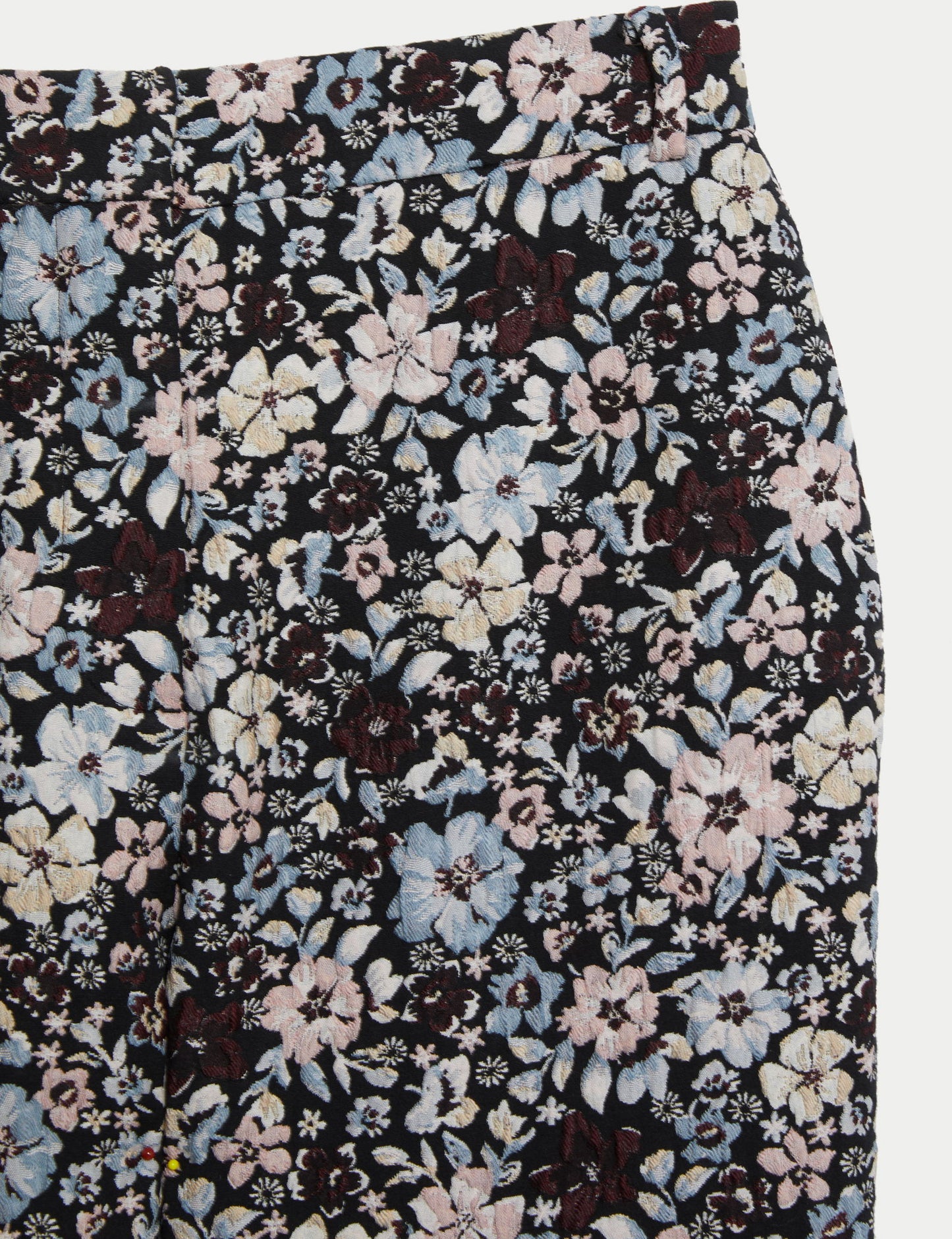 Çiçekli Jakarlı Straight Leg Pantolon