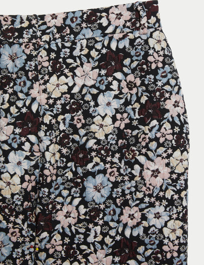 Çiçekli Jakarlı Straight Leg Pantolon