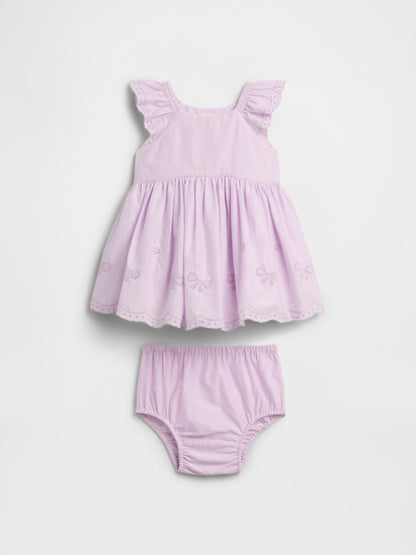 Lila Eyelet Two-piece Elbise Seti