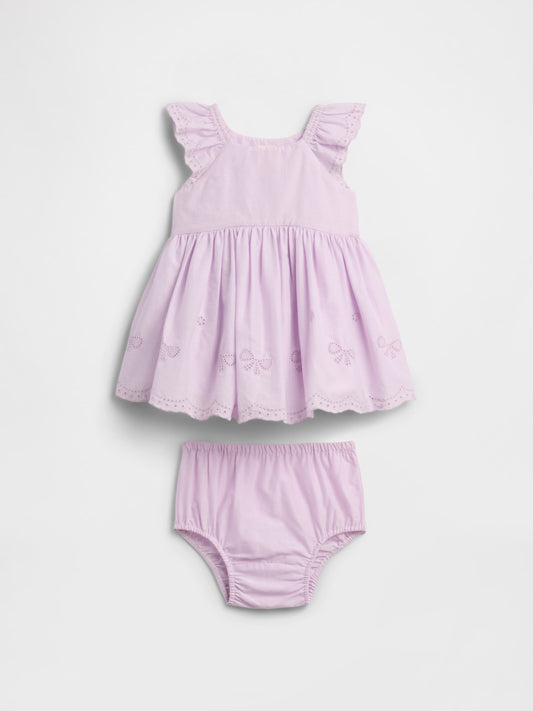 Lila Eyelet Two-piece Elbise Seti