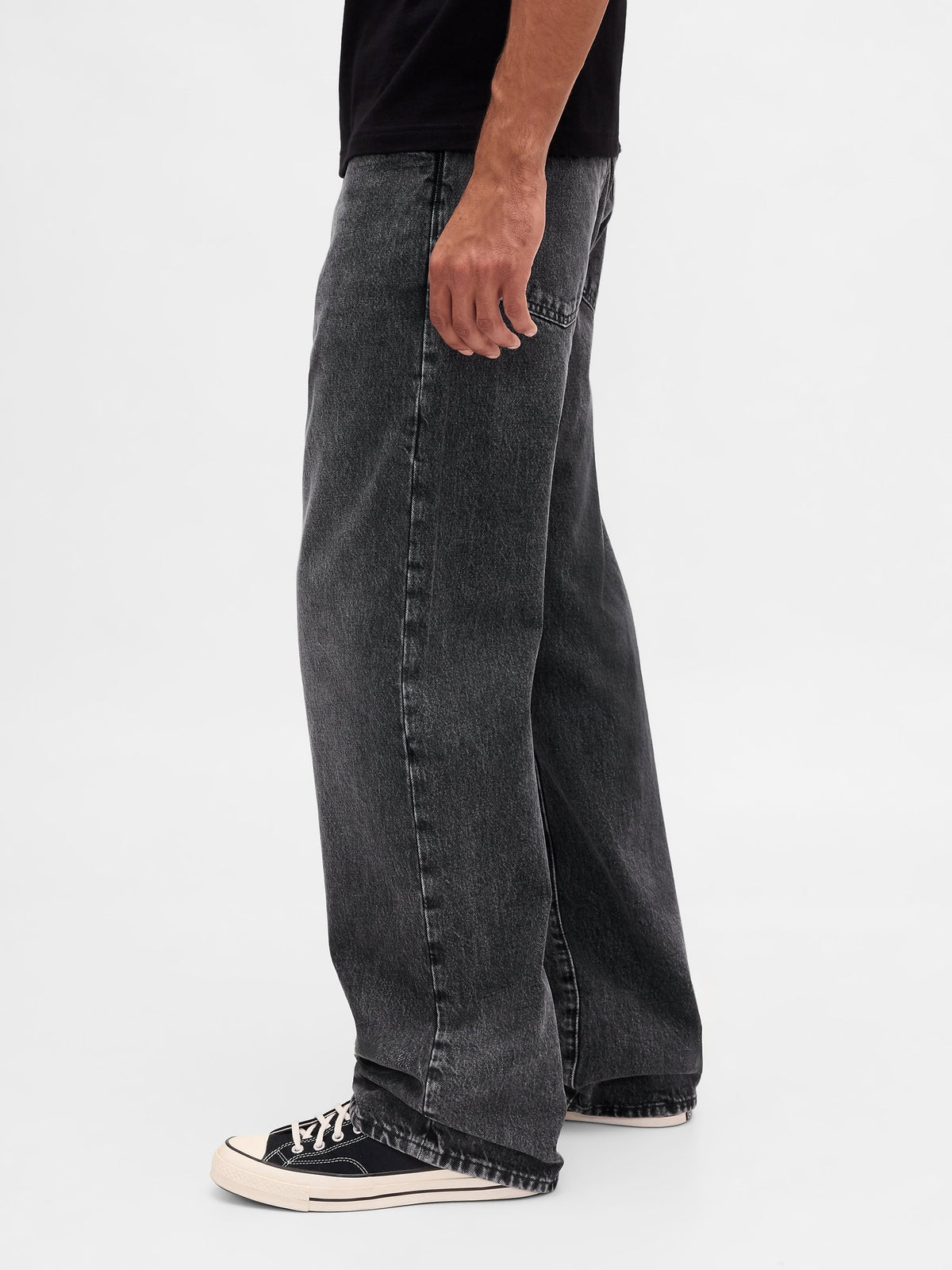 Siyah Organik Pamuk '90s Loose Jean Pantolon
