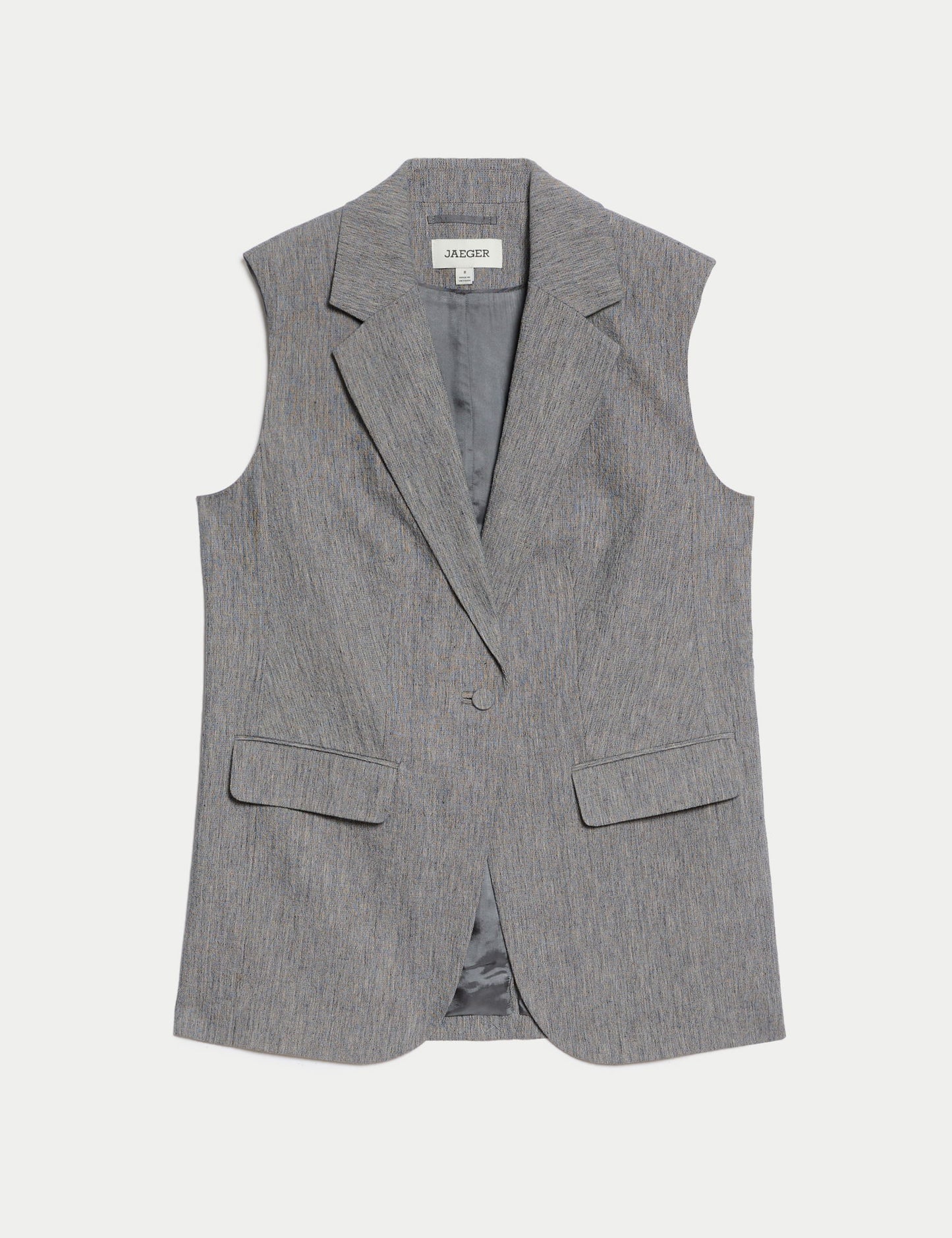 Pamuk Karışımlı Kolsuz Uzun Blazer
