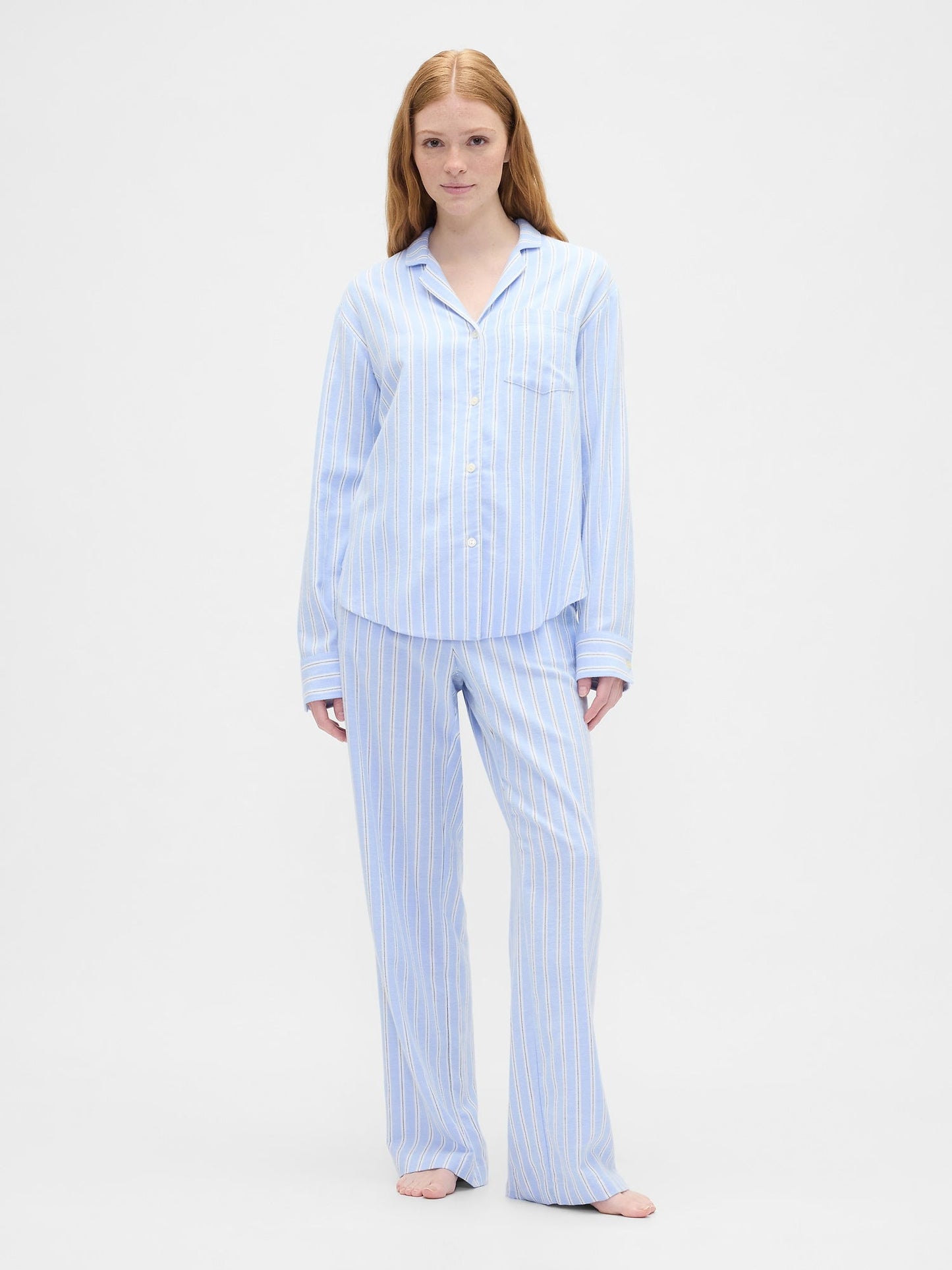 Açık Mavi Relaxed Flannel Pijama Üstü