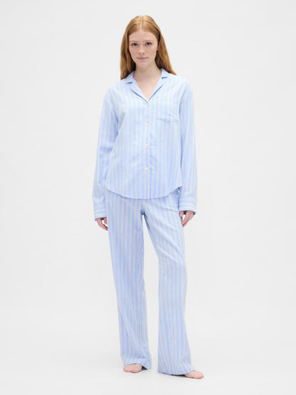 Açık Mavi Relaxed Flannel Pijama Üstü