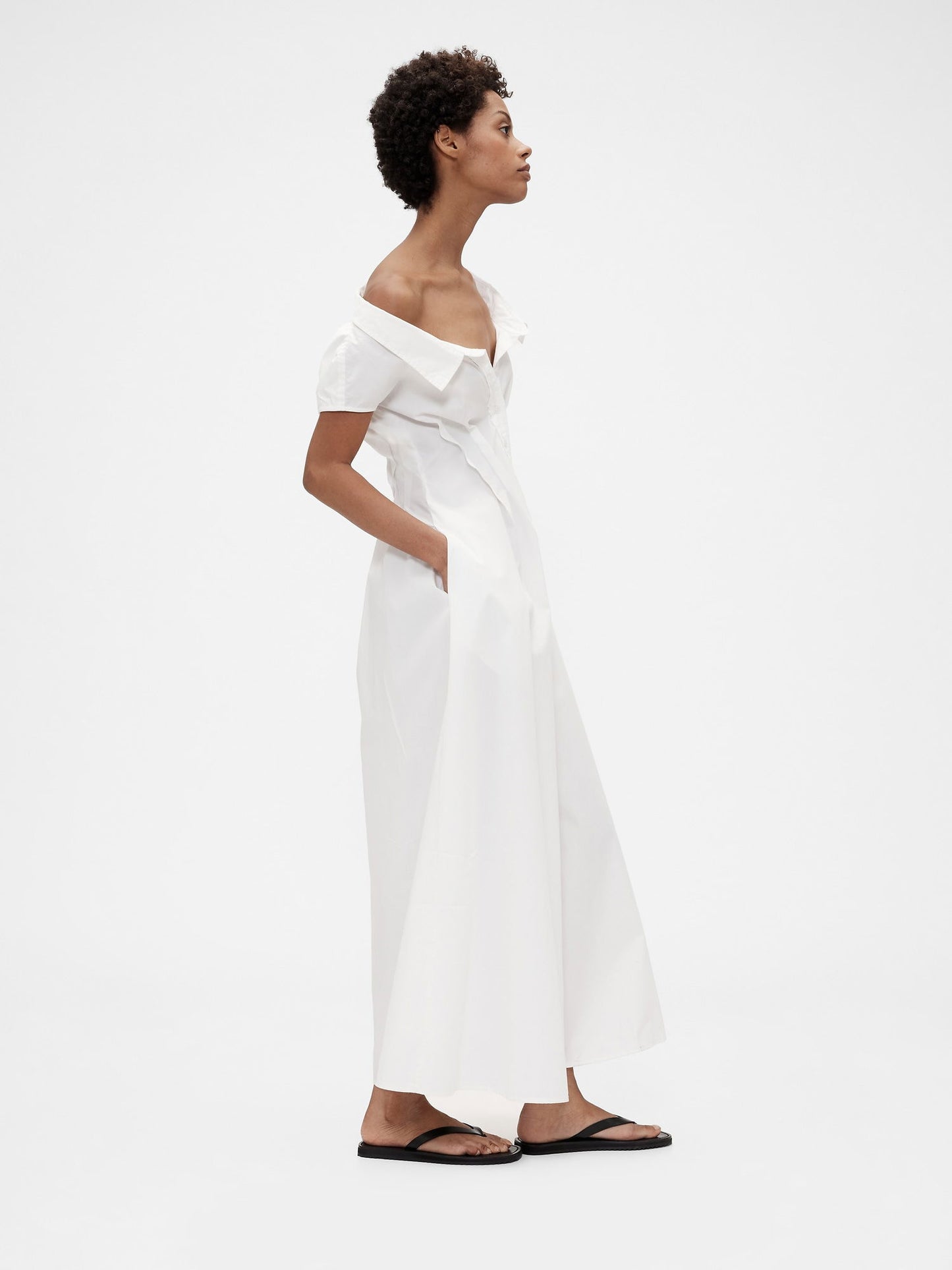 Beyaz Gapstudio Poplin Maxi Elbise