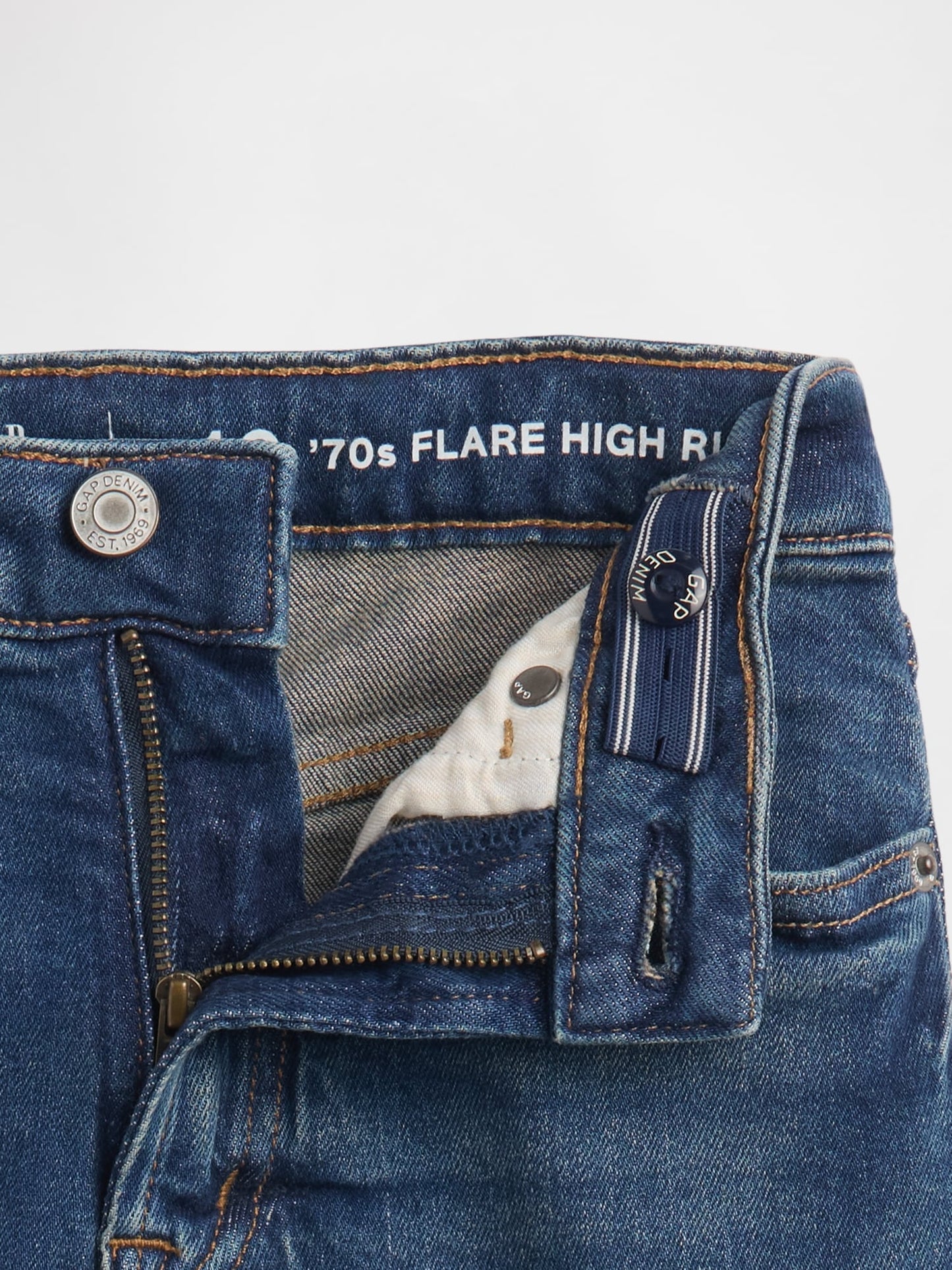 Koyu Mavi High Rise '70s Flare Jean Pantolon