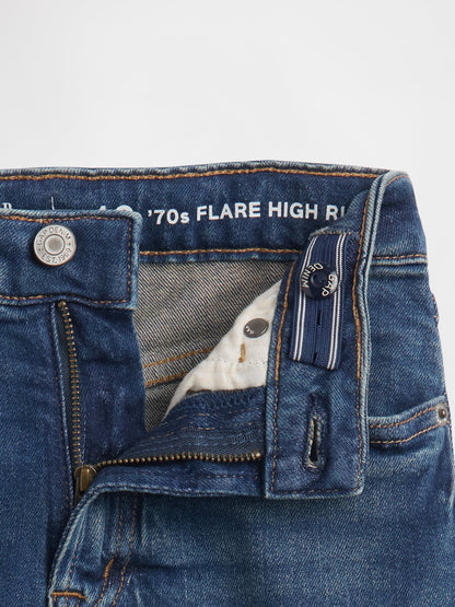 Koyu Mavi High Rise '70s Flare Jean Pantolon