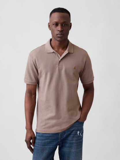 Kahverengi Stretch Pique Polo Yaka T-shirt