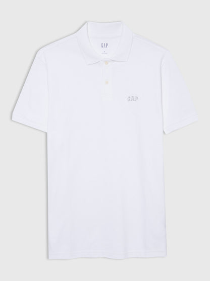 Beyaz Gap Logo Piqué Polo Yaka T-shirt