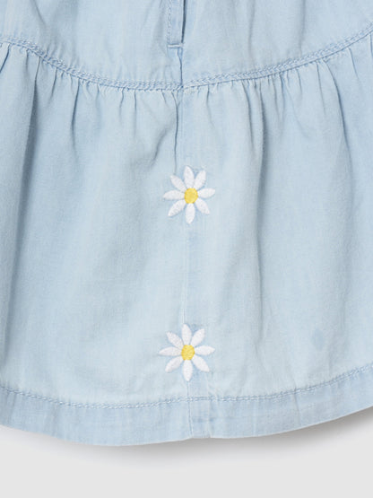 Açık Mavi Pull-on Tiered Şort