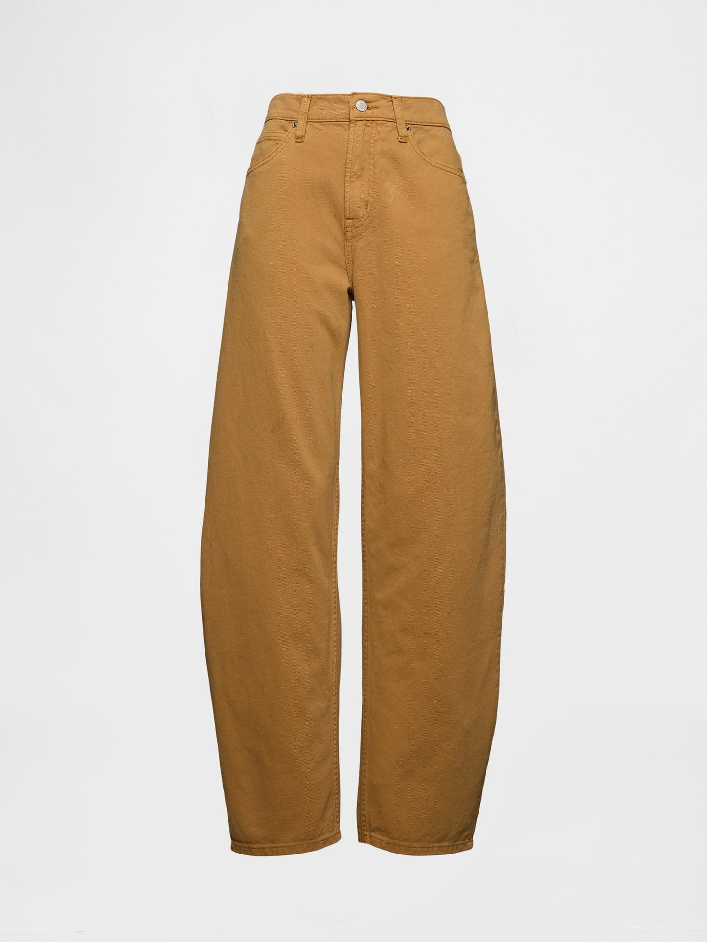 Koyu Bej High Rise Barrel Jean Pantolon