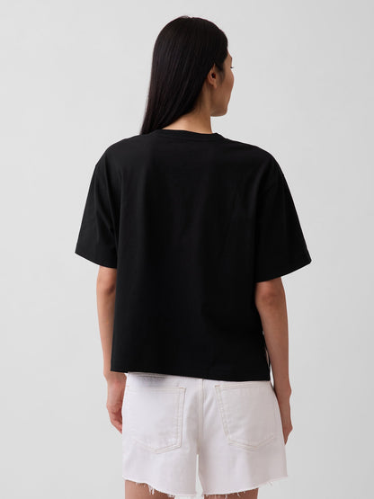 Siyah Oversized Gap Logo Tunik T-shirt