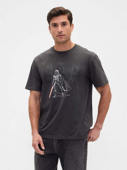 Koyu Gri Star Wars Darth Wader Grafik Baskılı T-shirt