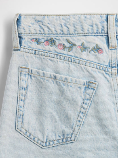 Açık Mavi Low Rise Stride Wide-leg Jean Pantolon
