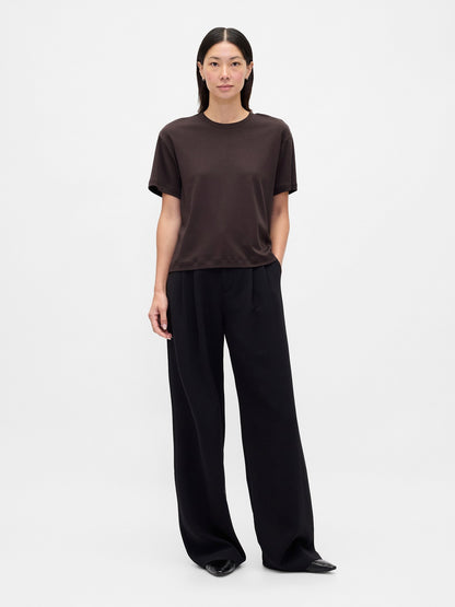 Kahverengi Supima® Pamuk Relaxed T-shirt