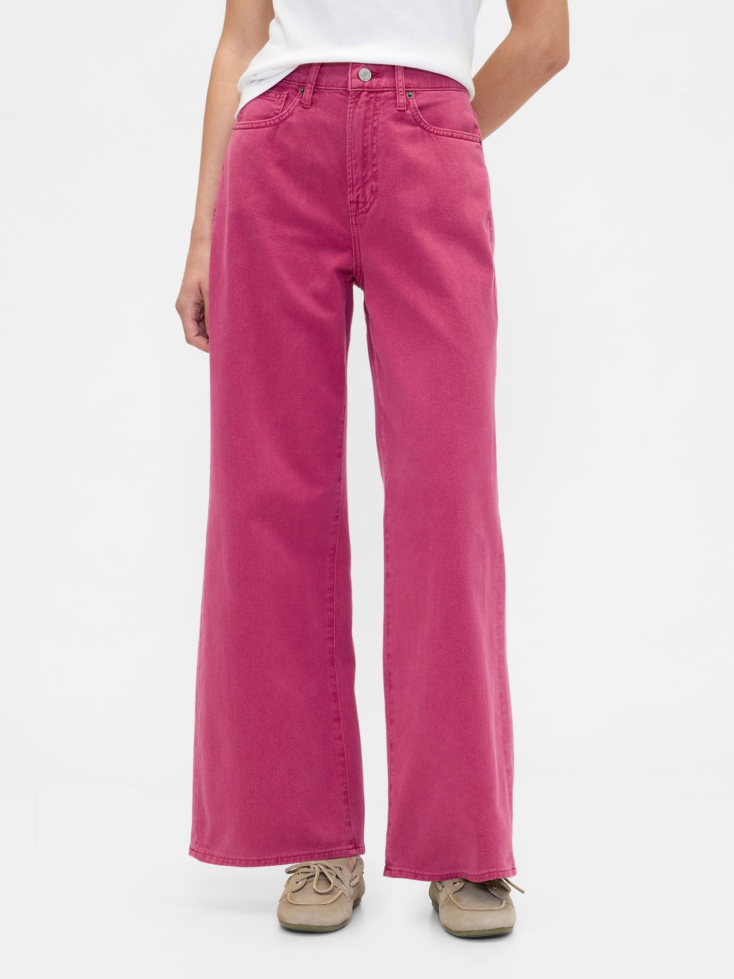 Pembe High Rise Wide-leg Jean Pantolon