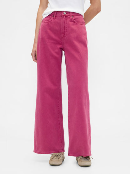 Pembe High Rise Wide-leg Jean Pantolon
