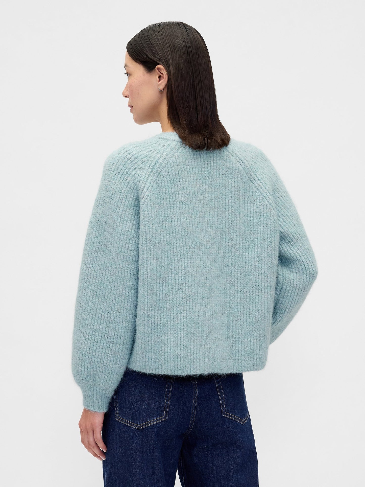 Açık Mavi Fuzzy Shaker Stitch Hırka