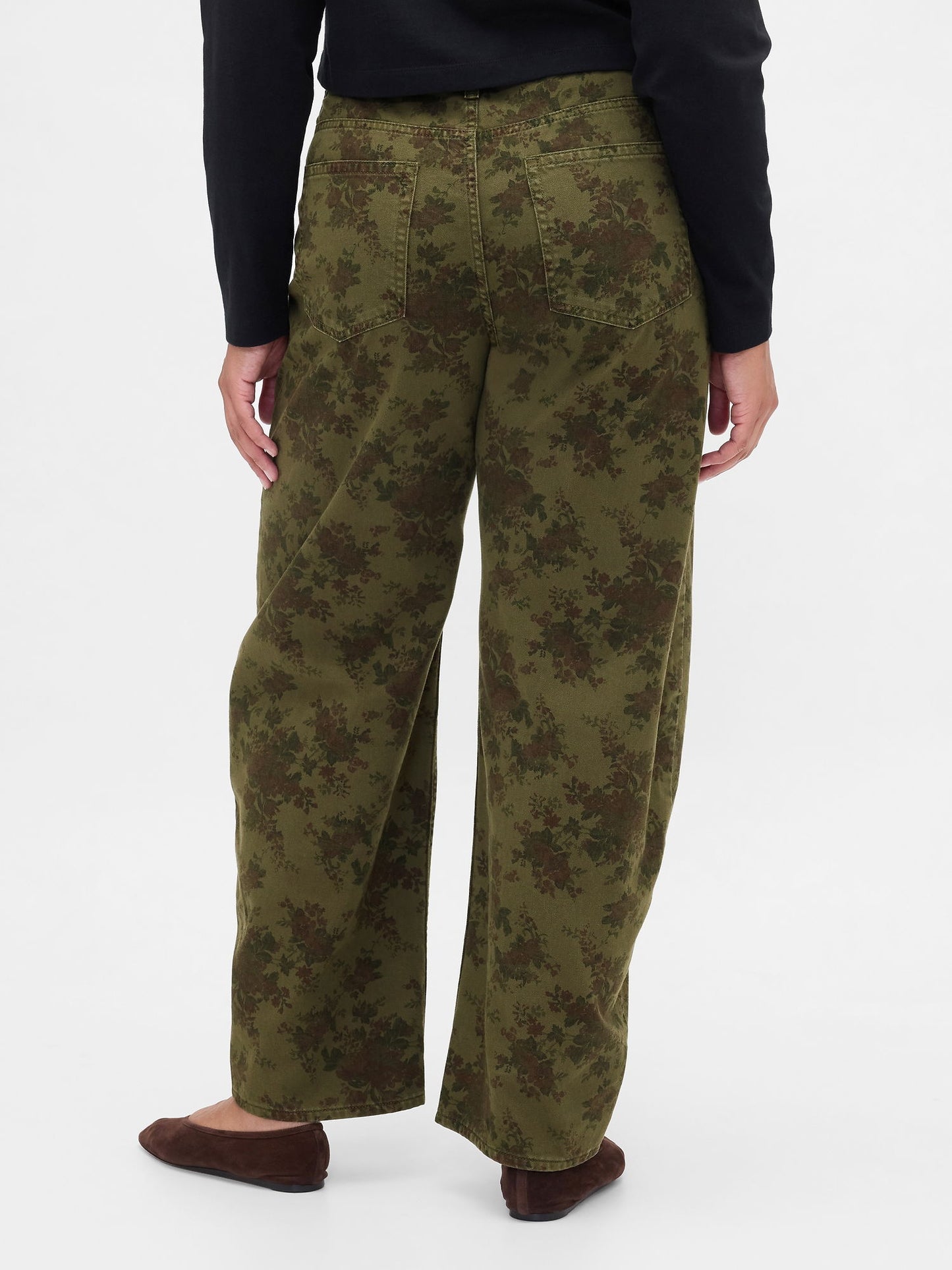 Haki High Rise Barrel Jean Pantolon