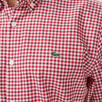 Lacoste Erkek Regular Fit Kareli Kırmızı Gömlek