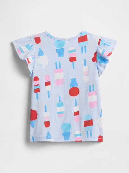 Bebe Mavisi Fırfır Kollu T-shirt