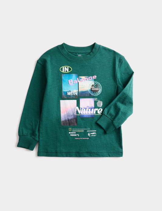 Saf Pamuk Grafik Baskılı Sweatshirt (2-8 Yaş)