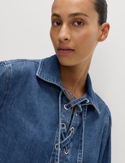 Denim Bağlamalı Bluz