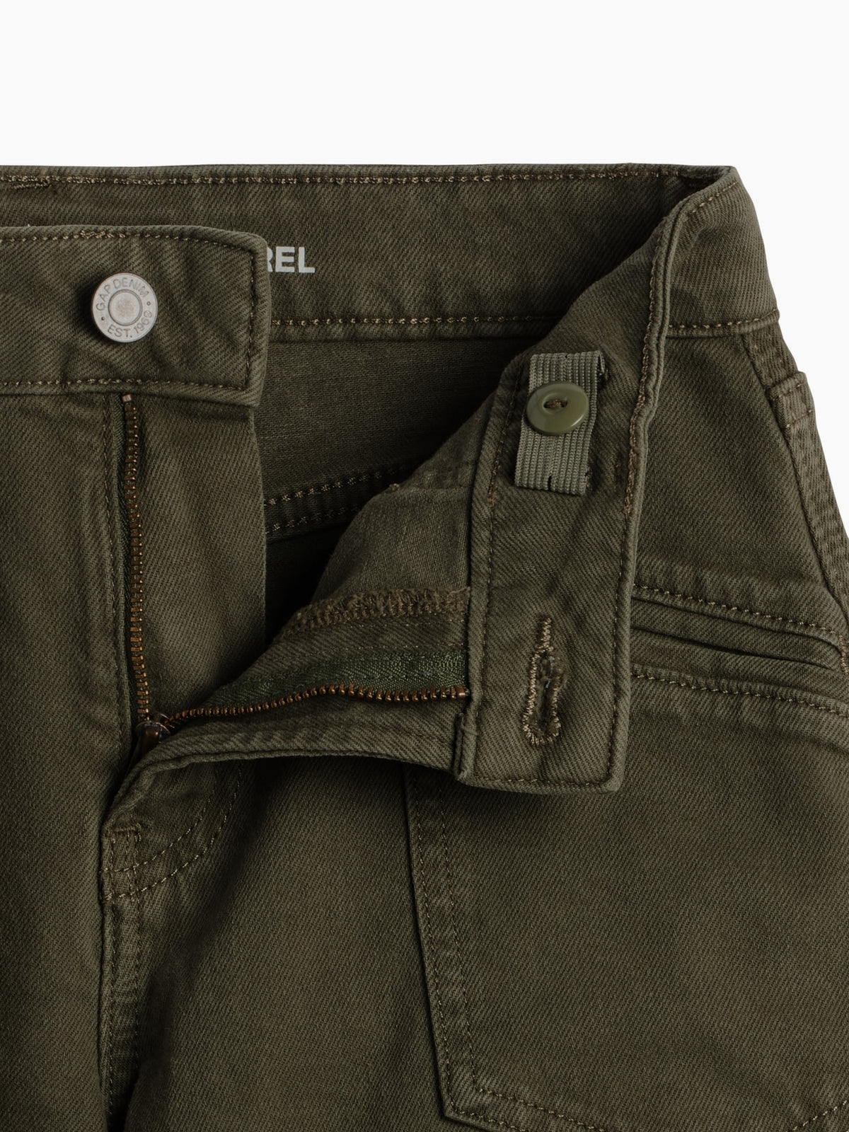 Haki High Rise Barrel Jean Pantolon