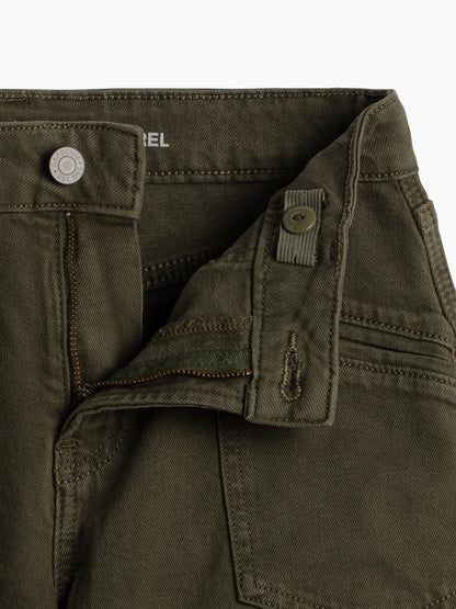 Haki High Rise Barrel Jean Pantolon
