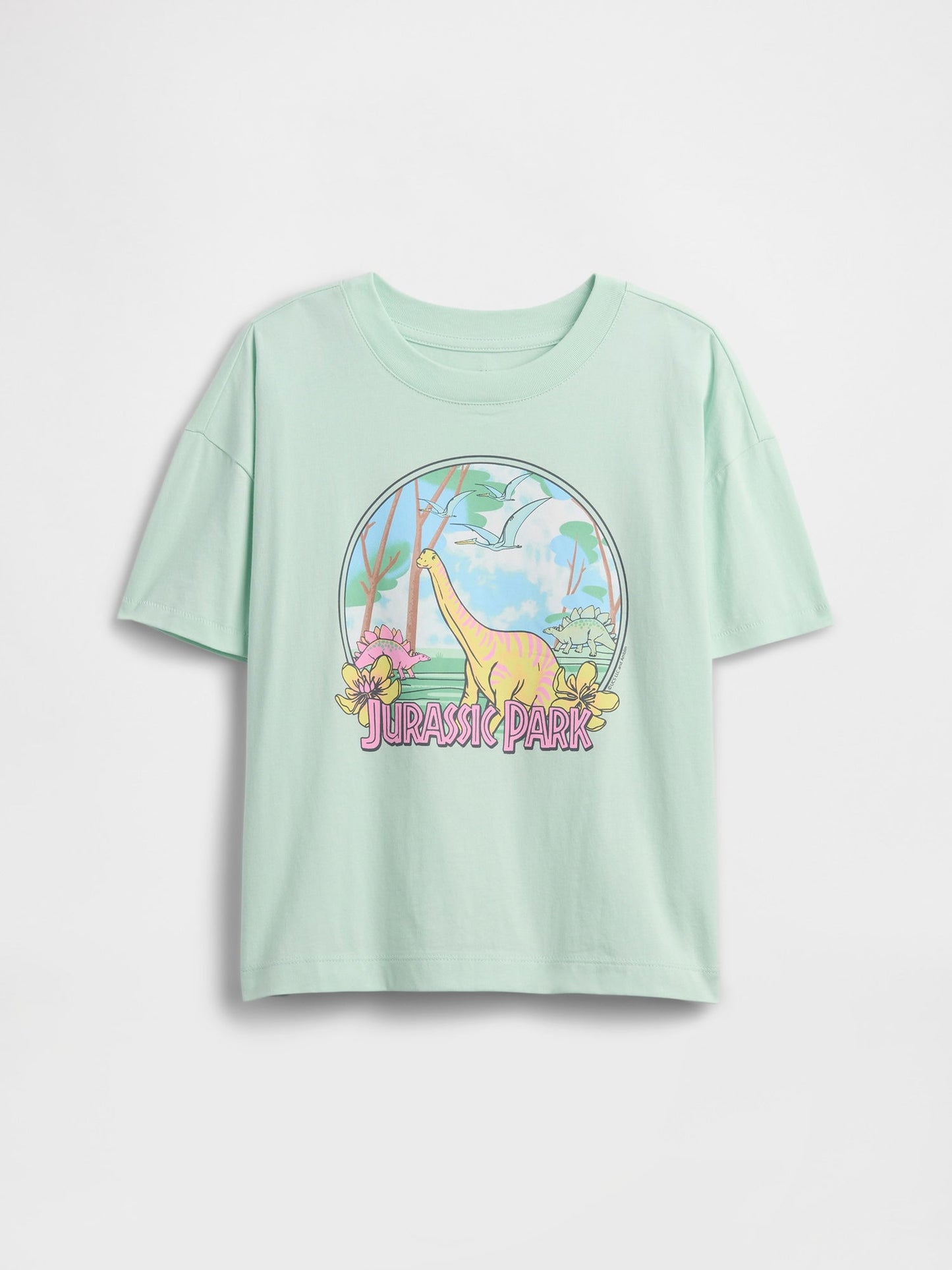 Yeşil Jurassic Park Grafik Baskılı T-shirt