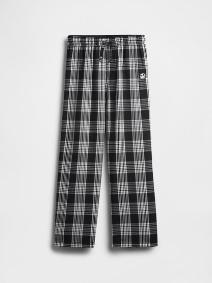 Siyah Gap × Disney Tim Burton’s The Nightmare Before Christmas Skull Flannel Pijama Altı