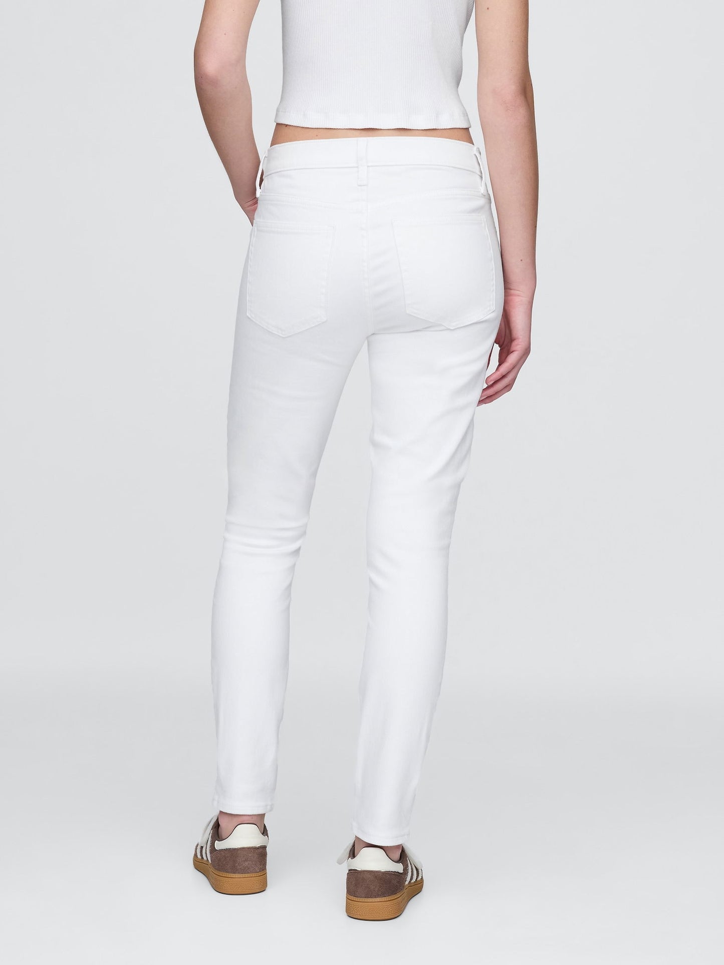 Beyaz Mid Rise True Skinny Jean Pantolon