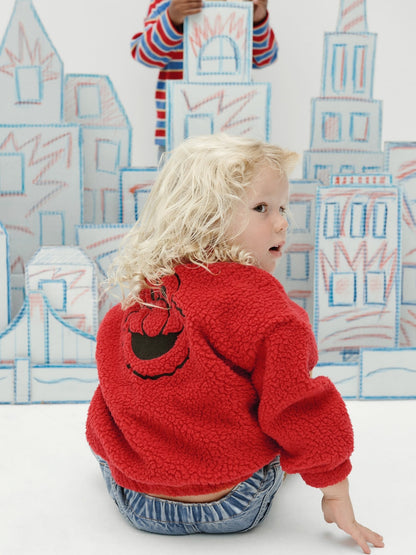 Kırmızı Sesame Street Sherpa Fermuarlı Sweatshirt