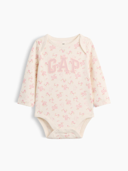 Kırık Beyaz Organik Pamuk Grafik Baskılı Bodysuit