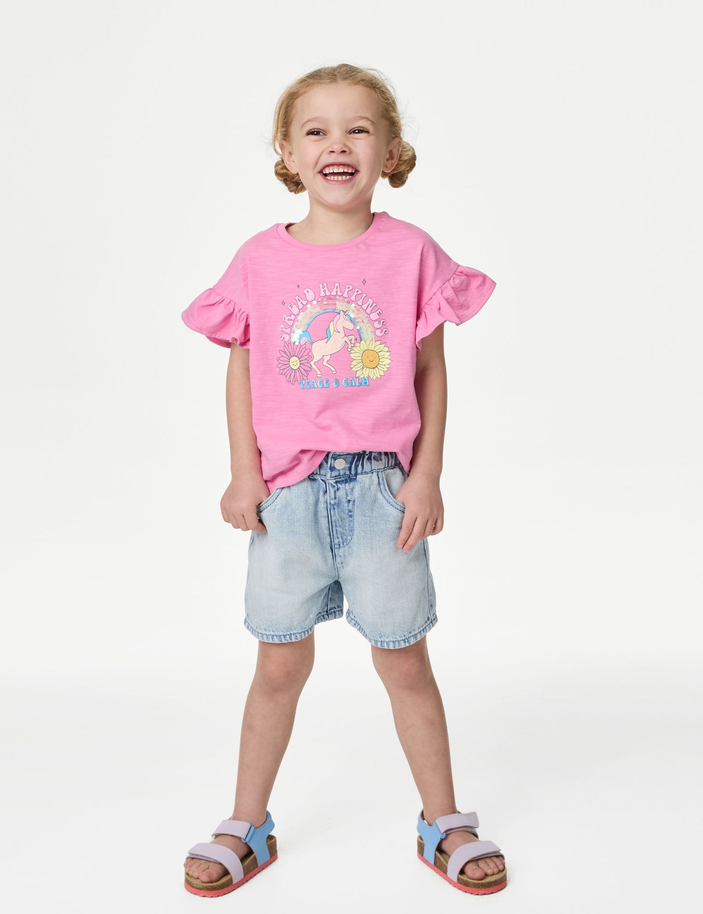 Regular Fit Desenli Denim Şort (2-7 Yaş)