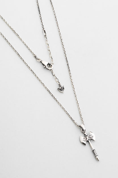 Gümüş Çift Taraflı Balta Erkek Kolye 07259669999