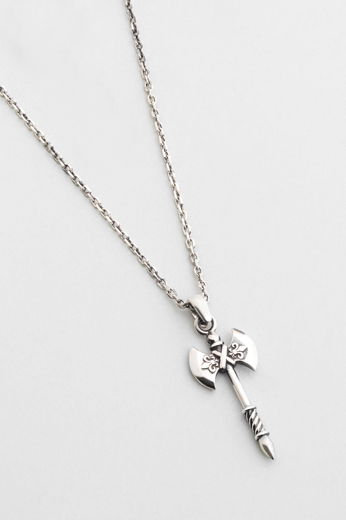 Gümüş Çift Taraflı Balta Erkek Kolye 07259669999