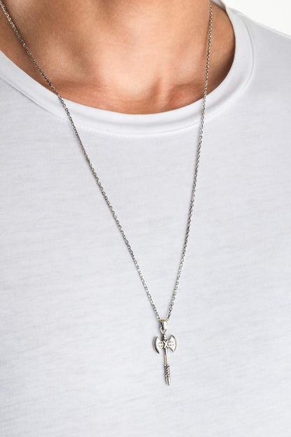 Gümüş Çift Taraflı Balta Erkek Kolye 07259669999