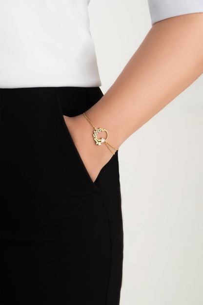 Aşk Kelebeği 18 Ayar Sarı Altın Kaplama 20 Cm Gümüş Bileklik 07263500144