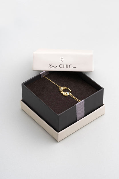 Aşk Kelebeği 18 Ayar Sarı Altın Kaplama 20 Cm Gümüş Bileklik 07263500144