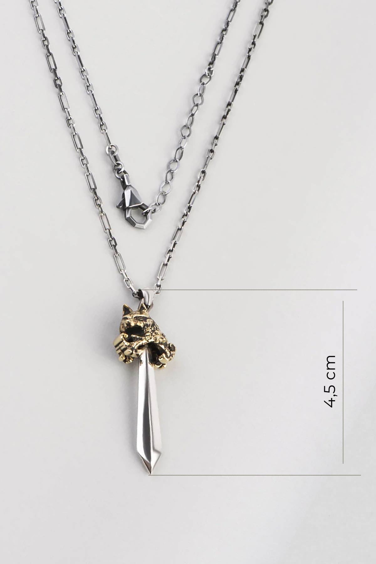 Göktürk Kılıcı Oksitli 65 Cm  Gümüş Erkek Kolye 07273449999